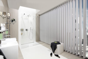 Gästebad Lamellenvorhang 89 mm 127 mm grau