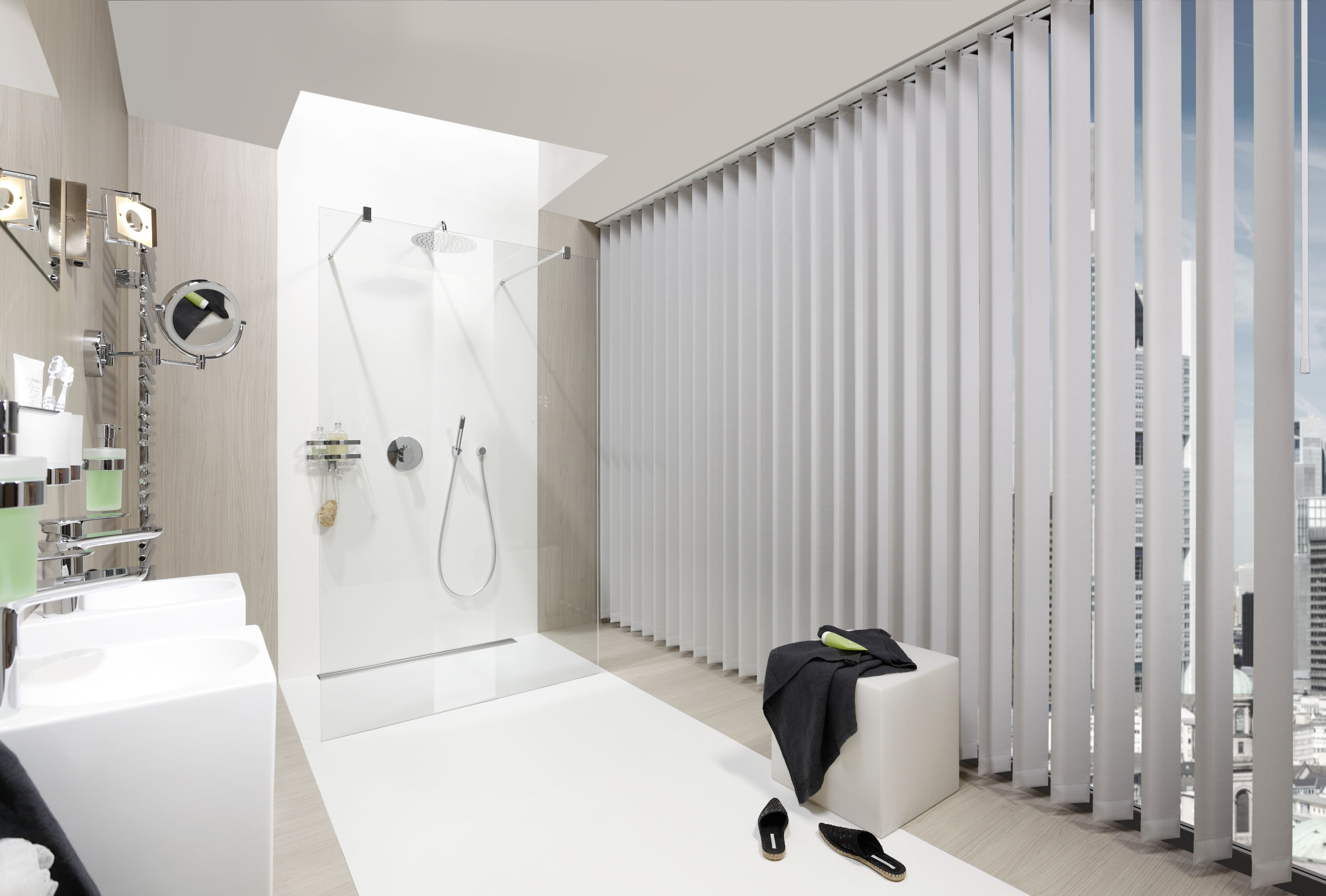 Gästebad Lamellenvorhang 89 mm 127 mm grau