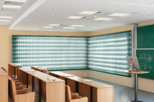 Wave Lamellenvorhang mit seitlich geschnittenen Stoffbahnen