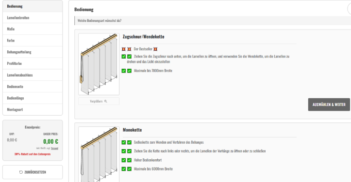 Lamellen Konfigurator