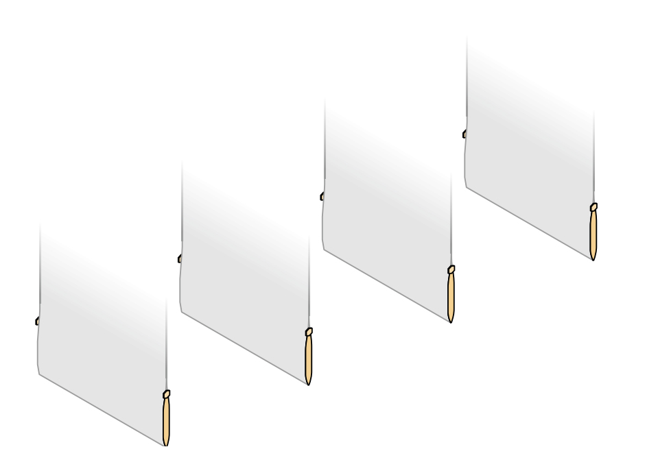 Lamellen freihängend mit Beschwerungsplatten ohne Ösen