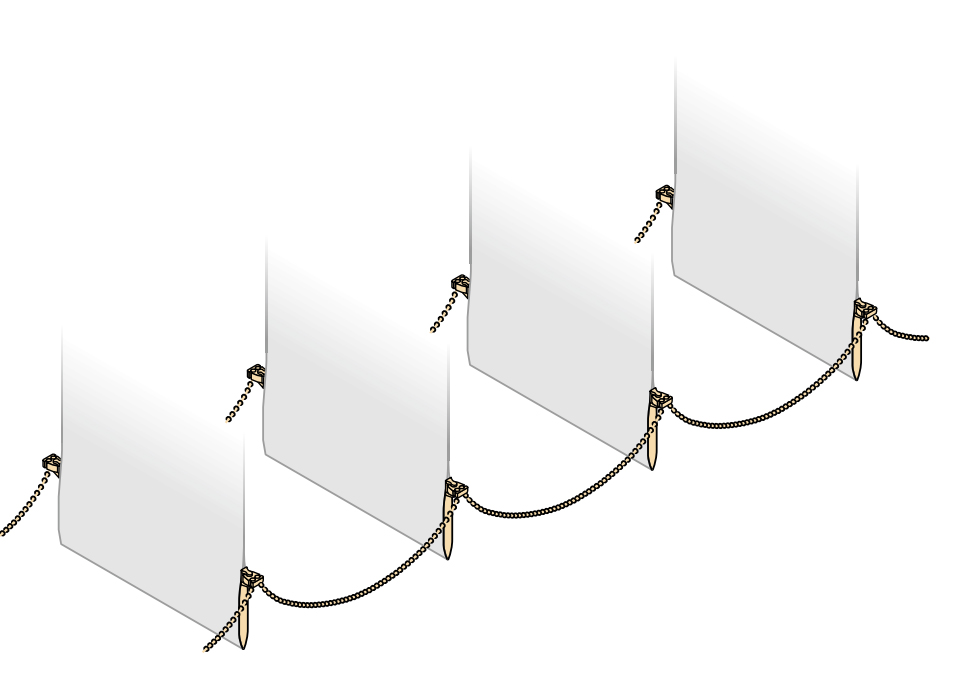 Lamellen mit Beschwerungsplatte und Metallverbindungskette