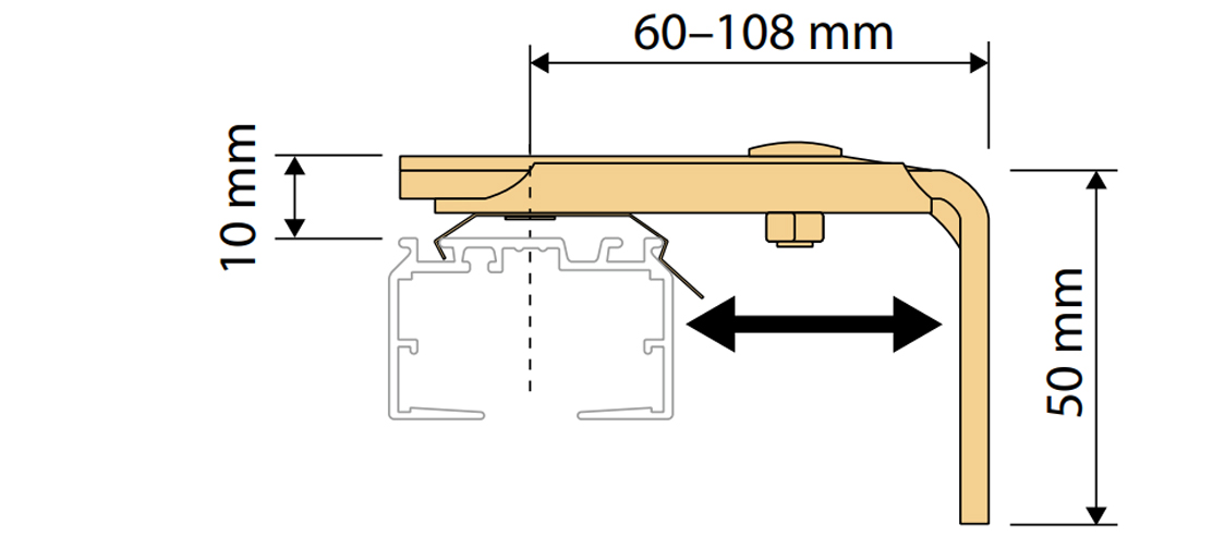 Wandmontage mit Befestigungswinkel (60 - 108mm)